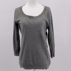 New York & Company Women's Gray 3/4 Long Sleeve Knit Sweater Top Size Medium